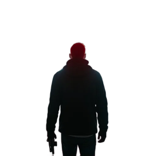 jacket, staff, robot, face, concept art, 3d render, pixel art, cyberpunk transparent PNG cut-out