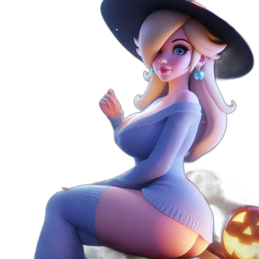 hat, dress, staff, concept art, 3d render, fantasy art, cartoon, monochrome transparent PNG cut-out
