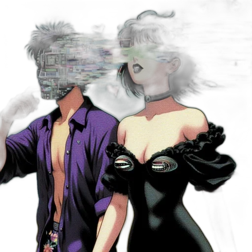 mask, jacket, robot, cyberpunk, comic book art, vaporwave, concept art, outer space transparent PNG cut-out