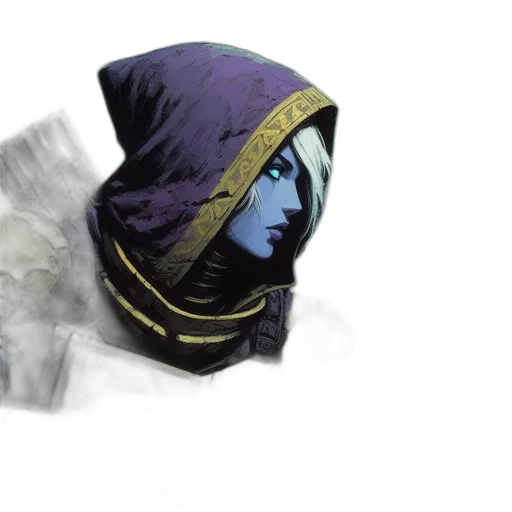 mask, hat, jacket, face, concept art, fantasy art, 3d render, comic book art transparent PNG cut-out