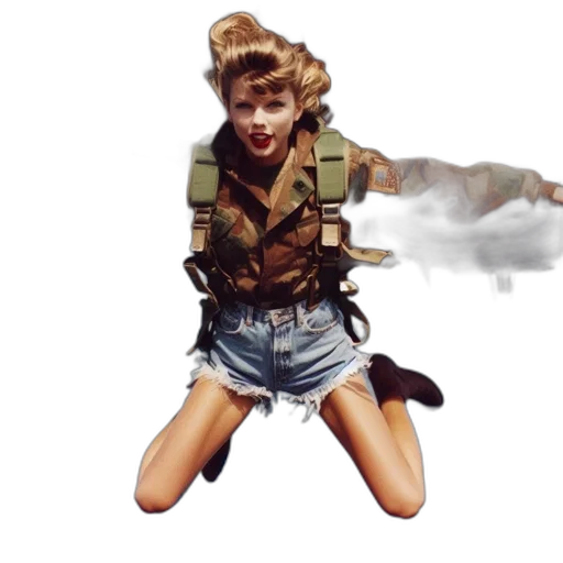 jacket, weapon, concept art, photorealistic, pixel art, comic book art, woman, falls transparent PNG cut-out