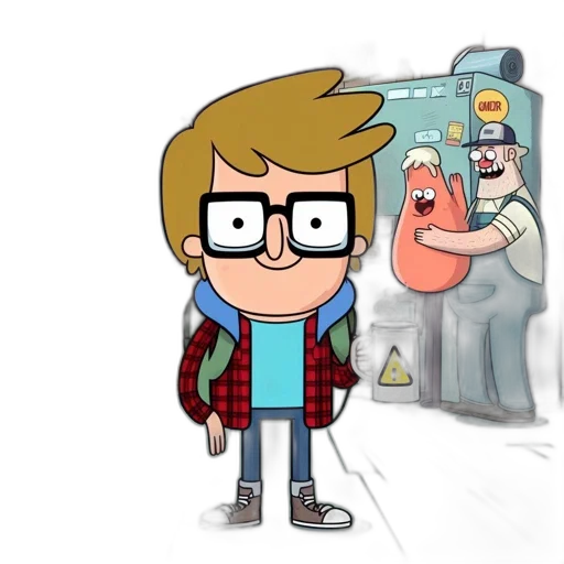 jacket, staff, creature, face, cartoon, concept art, comic book art, 3d render transparent PNG cut-out