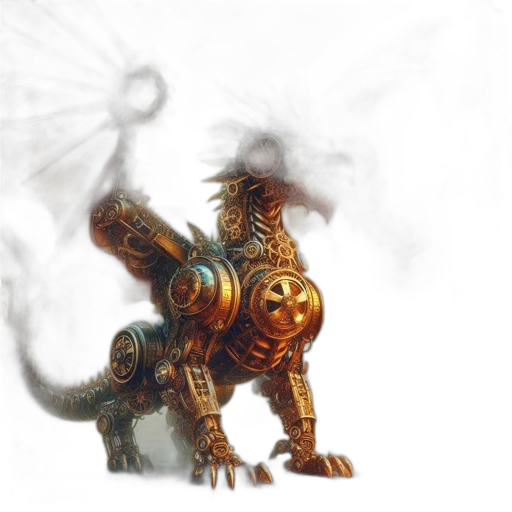 dragon, creature, robot, weapon, concept art, fantasy art, 3d render, photorealistic transparent PNG cut-out