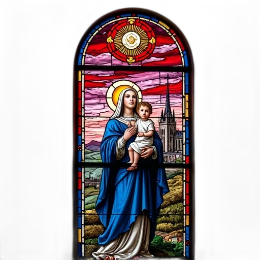 stained, glass, window, depicting, scene, central, figure, woman transparent PNG cut-out