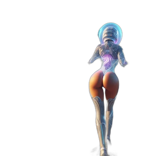 robot, dress, creature, concept art, 3d render, cyberpunk, vaporwave, outer space transparent PNG cut-out