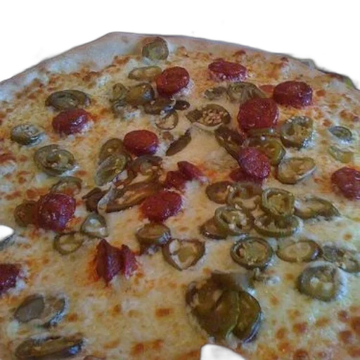 food, crown, jewelry, 3d render, photorealistic, pizza, cheese, jalapenos transparent PNG cut-out