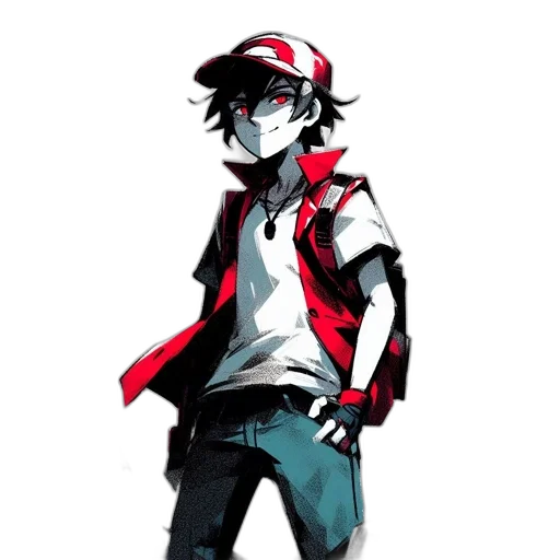 jacket, hat, staff, concept art, pixel art, cartoon, comic book art, red transparent PNG cut-out