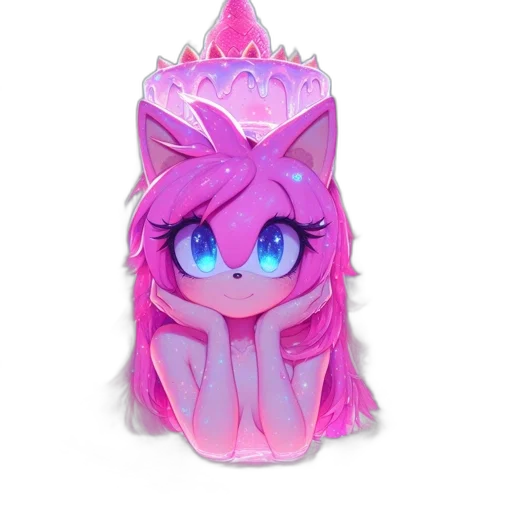 crown, bottle, creature, dress, fantasy art, 3d render, concept art, vaporwave transparent PNG cut-out
