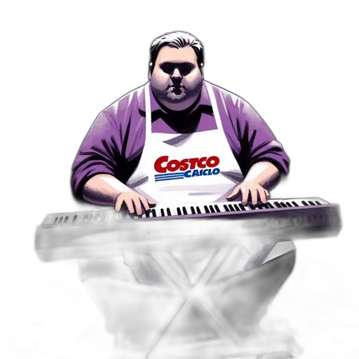 food, staff, photorealistic, concept art, cartoon, 3d render, man, costco transparent PNG cut-out