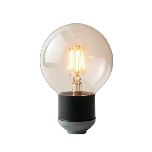 3d render, photorealistic, close-up, image, light, bulb, black, base transparent PNG cut-out