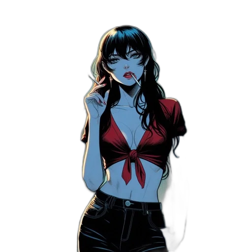 comic book art, concept art, cartoon, anime, neon lights, red, dark, blue transparent PNG cut-out