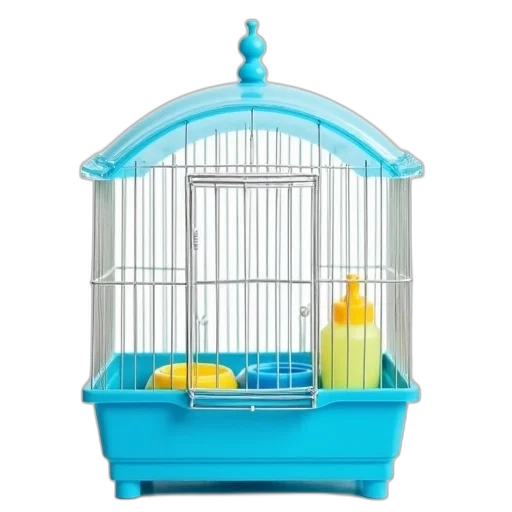 furniture, blue, plastic, birdcage, clear, dome, top, shown transparent PNG cut-out