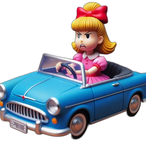 car, 3d render, photorealistic, concept art, cartoon, toy, figurine, blonde-haired transparent PNG cut-out