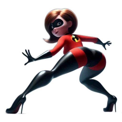 concept art, comic book art, 3d render, cartoon, animated, female, superhero, character transparent PNG cut-out