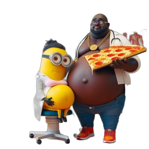 food, concept art, 3d render, minion, doctor, character, patient, depicted transparent PNG cut-out