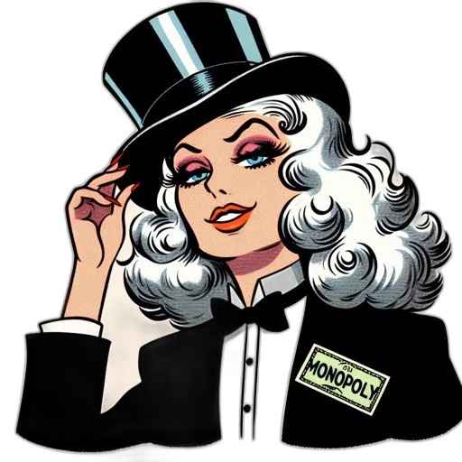 hat, staff, cartoon, comic book art, woman, vintage, comic-style, black transparent PNG cut-out