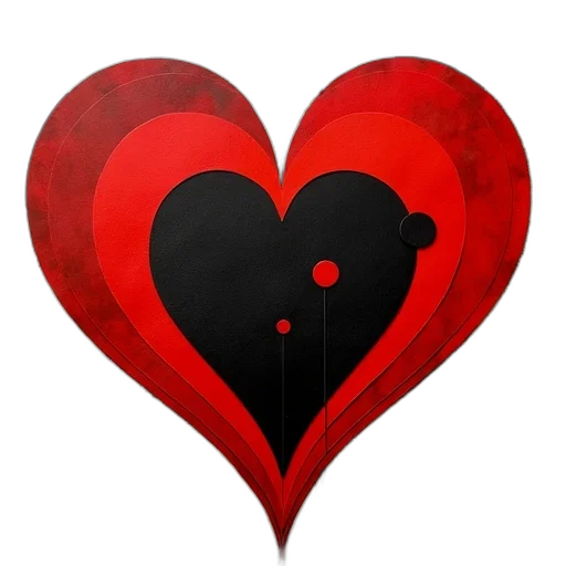 collage, red, black, elements, including, prominent, flower-like, shape transparent PNG cut-out