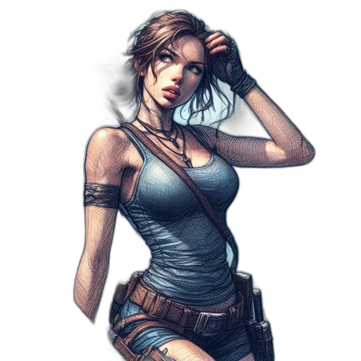 weapon, staff, concept art, fantasy art, comic book art, cyberpunk, dark, female transparent PNG cut-out