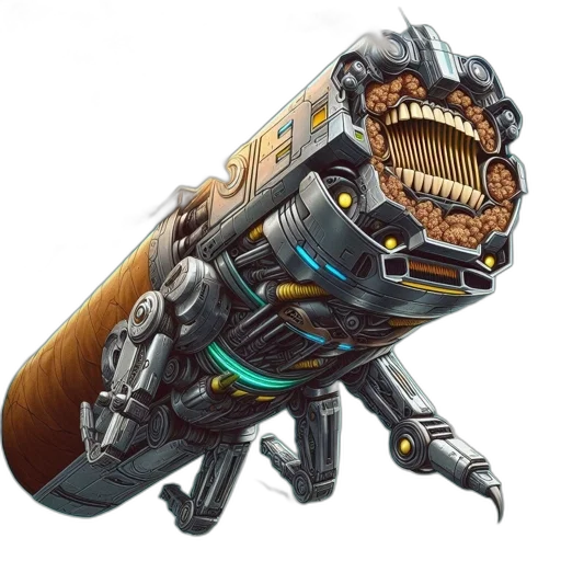 robot, weapon, creature, animal, concept art, fantasy art, cyberpunk, 3d render transparent PNG cut-out