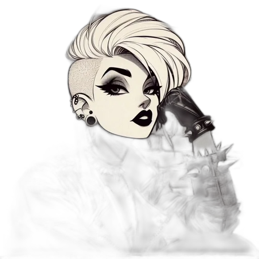 hair, jacket, staff, jewelry, cartoon, concept art, cyberpunk, fantasy art transparent PNG cut-out