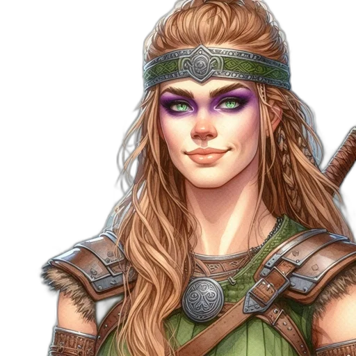 fantasy art, concept art, photorealistic, comic book art, earth tones, green, woman, long transparent PNG cut-out