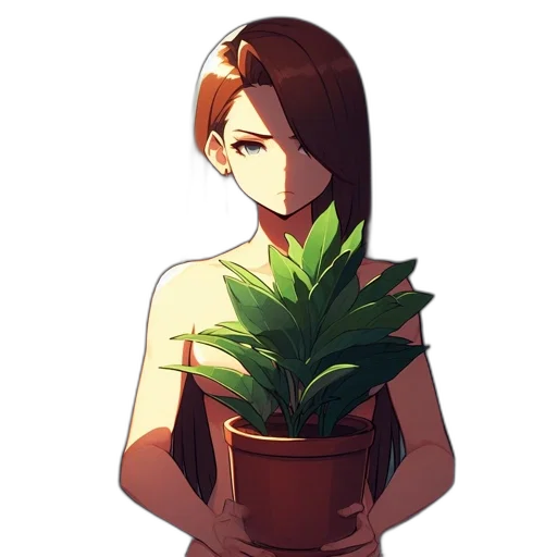 flower, crown, creature, staff, pixel art, concept art, anime, vaporwave transparent PNG cut-out