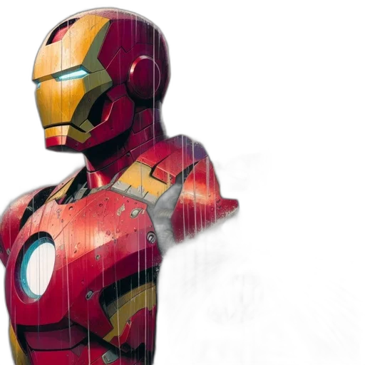 robot, concept art, comic book art, 3d render, watercolor, iron, man, batman transparent PNG cut-out