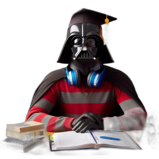 staff, darth, vader, attired, academic, regalia, seen, office transparent PNG cut-out