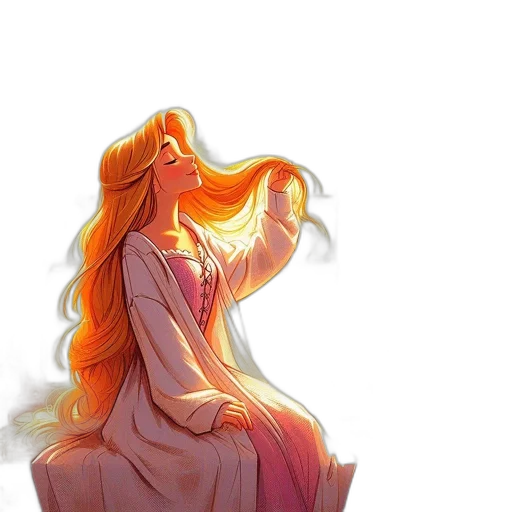 dress, hair, concept art, fantasy art, watercolor, anime, fire, sunset transparent PNG cut-out