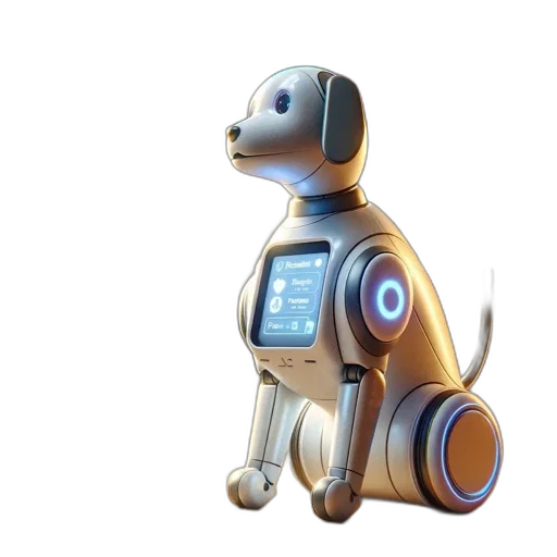 robot, 3d render, concept art, vintage-styled, room, robotic, dog-shaped, device transparent PNG cut-out