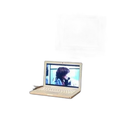 furniture, staff, 3d render, white, laptop, woman, screen, sits transparent PNG cut-out
