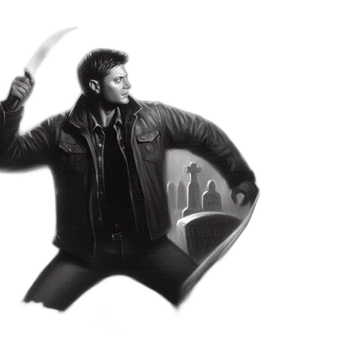 jacket, weapon, concept art, comic book art, pencil sketch, photorealistic, intense, confrontation transparent PNG cut-out