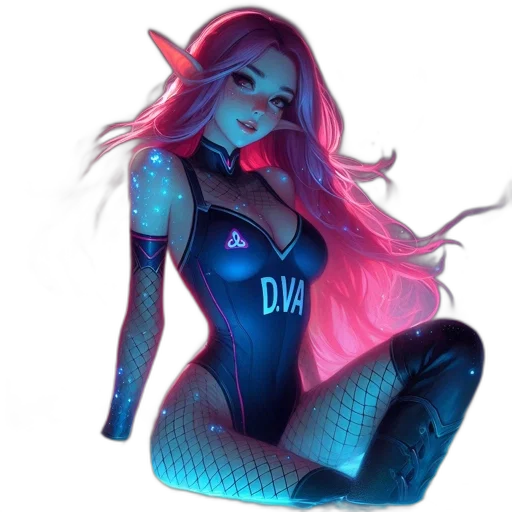 dress, fantasy art, concept art, cyberpunk, pixel art, neon lights, neon, dark transparent PNG cut-out