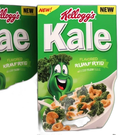 food, kellogg, kale, cereal, boxes, line, shelf, featuring transparent PNG cut-out