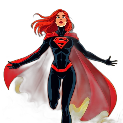comic book art, concept art, cartoon, fantasy art, red, stylized, illustration, female transparent PNG cut-out