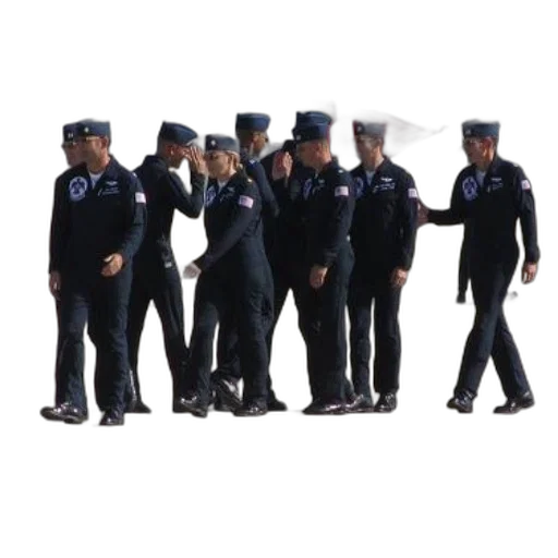 staff, weapon, jacket, umbrella, group, pilots, uniform, walk transparent PNG cut-out