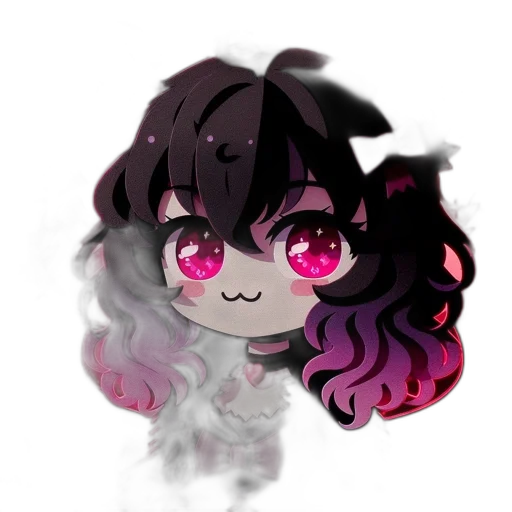 mask, face, creature, hair, anime, pixel art, vaporwave, cartoon transparent PNG cut-out