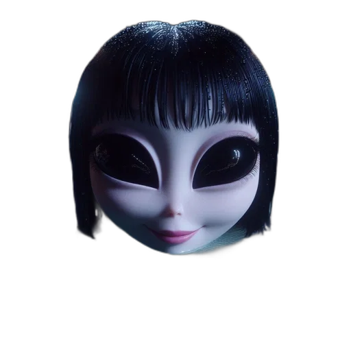 mask, face, creature, robot, 3d render, vaporwave, concept art, photorealistic transparent PNG cut-out
