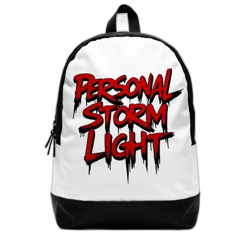 jacket, neon lights, white, black, backpack, graphic, design, reads transparent PNG cut-out