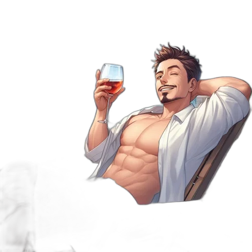 concept art, pixel art, comic book art, anime, red, man, open, white transparent PNG cut-out