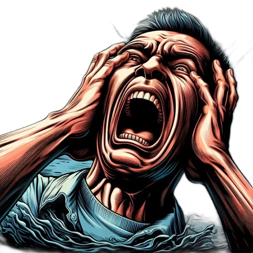 face, mask, comic book art, photorealistic, intense, close-up, portrait, man transparent PNG cut-out
