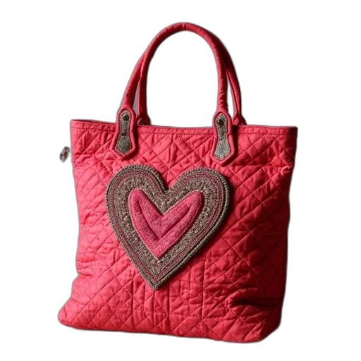 red, image, love, mosch, quilted, quilt, tote transparent PNG cut-out