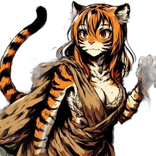 animal, staff, concept art, comic book art, fantasy art, anime, monochrome, animated transparent PNG cut-out