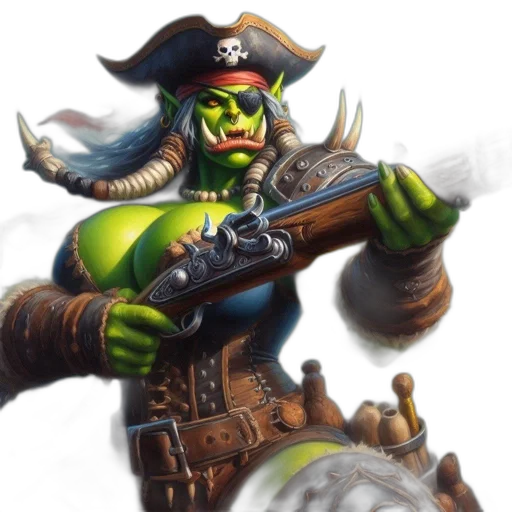 weapon, staff, fantasy art, concept art, photorealistic, green-skinned, orc-like, character transparent PNG cut-out