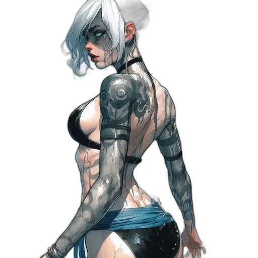robot, cyberpunk, comic book art, concept art, fantasy art, blue, monochrome, dark transparent PNG cut-out