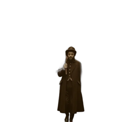 staff, jacket, face, umbrella, concept art, pixel art, 3d render, photorealistic transparent PNG cut-out