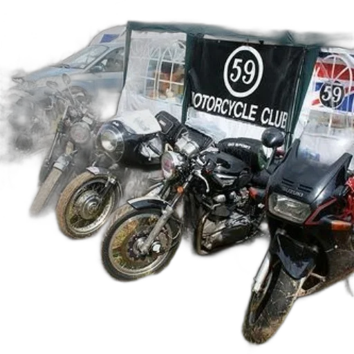 photorealistic, motorcycle, club, banner, displayed, outdoor, event, several transparent PNG cut-out