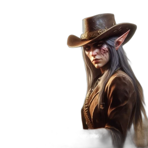 hat, face, staff, concept art, fantasy art, photorealistic, 3d render, elven transparent PNG cut-out