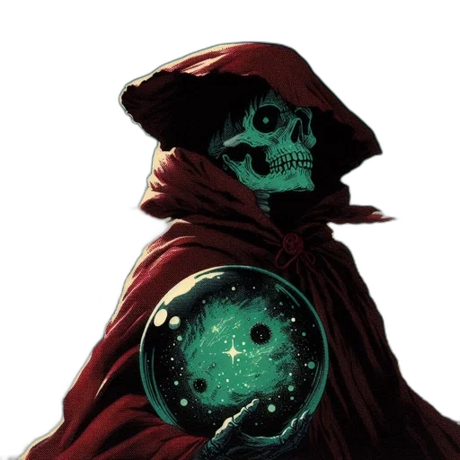 mask, staff, jacket, comic book art, concept art, fantasy art, outer space, red transparent PNG cut-out