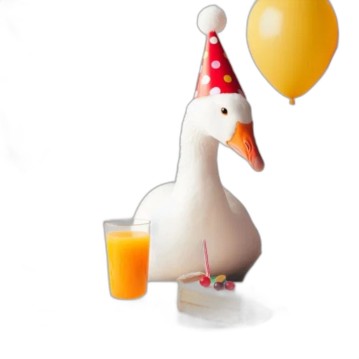 hat, animal, food, crown, 3d render, concept art, white, goose transparent PNG cut-out